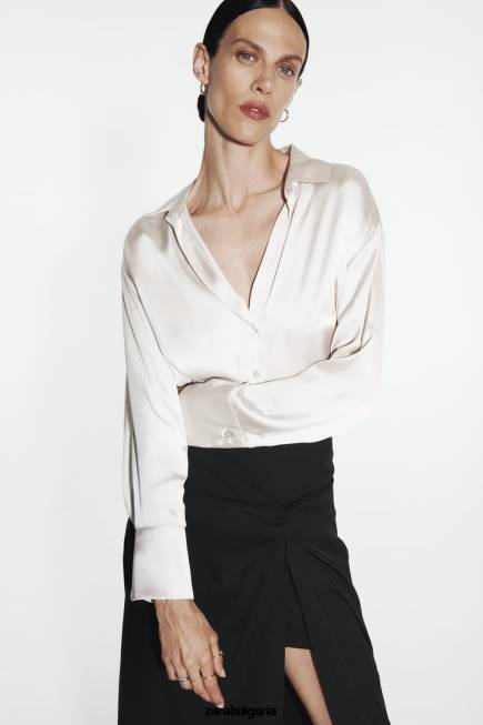 Zara облекло 66FT649 Жени миди пола с възли черен