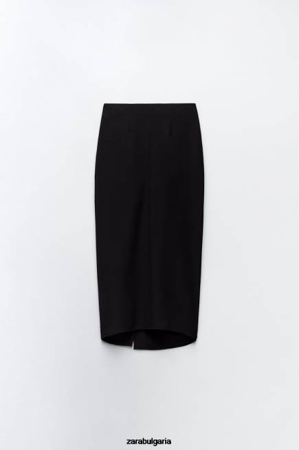 Zara облекло 66FT649 Жени миди пола с възли черен