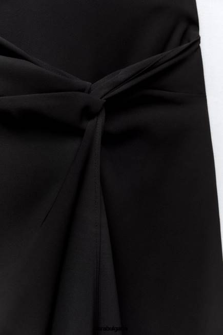 Zara облекло 66FT649 Жени миди пола с възли черен