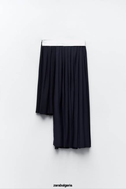 Zara облекло 66FT652 Жени плисирана пола с ивици син