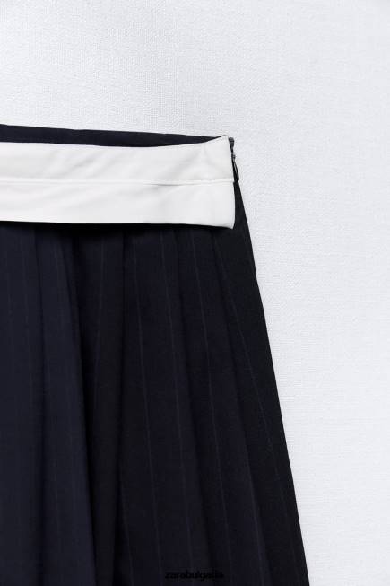 Zara облекло 66FT652 Жени плисирана пола с ивици син