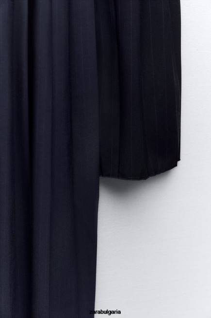 Zara облекло 66FT652 Жени плисирана пола с ивици син