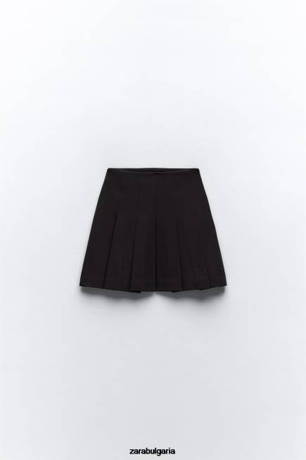 Zara облекло 66FT659 Жени мини пола с плисета черен