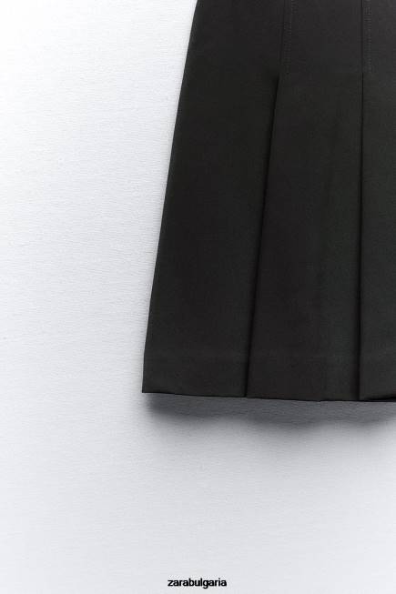 Zara облекло 66FT659 Жени мини пола с плисета черен