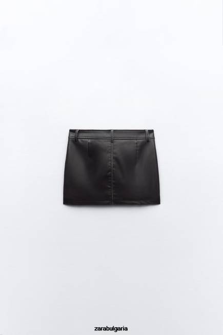 Zara облекло 66FT662 Жени пола с джоб от изкуствена кожа черен