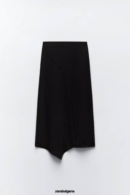 Zara облекло 66FT664 Жени асиметрична миди пола черен