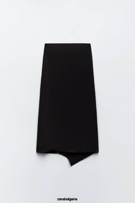 Zara облекло 66FT664 Жени асиметрична миди пола черен