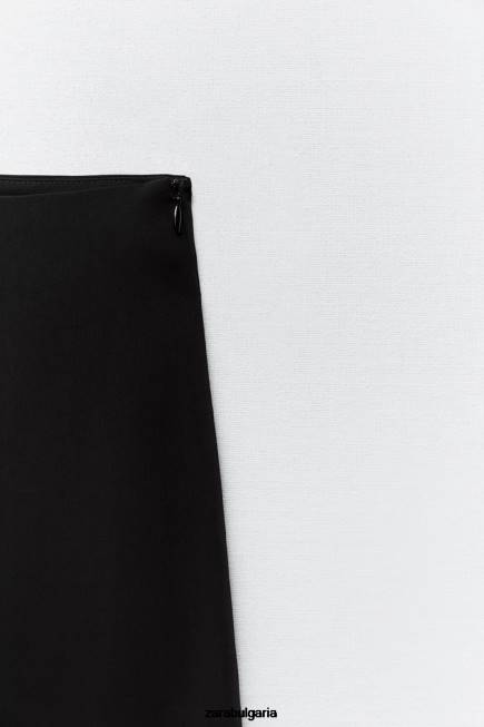 Zara облекло 66FT664 Жени асиметрична миди пола черен