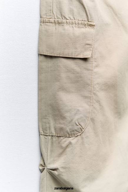 Zara облекло 66FT665 Жени миди карго пола лека камила