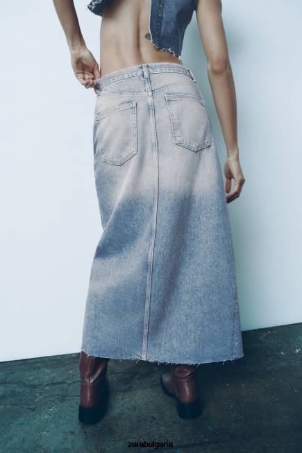 Zara облекло 66FT676 Жени trf дълга дънкова пола син