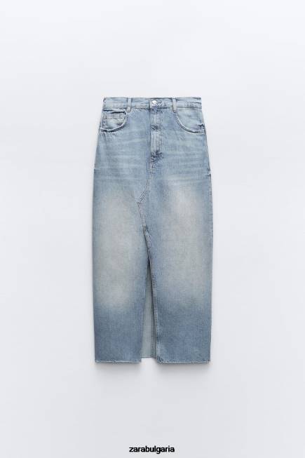 Zara облекло 66FT676 Жени trf дълга дънкова пола син