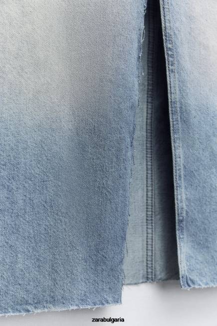 Zara облекло 66FT676 Жени trf дълга дънкова пола син