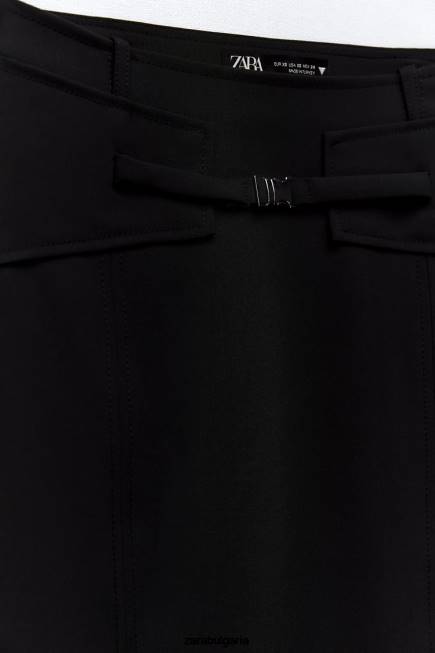 Zara облекло 66FT685 Жени миди пола с колан черен