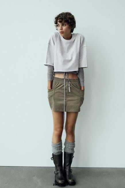 Zara облекло 66FT689 Жени джобна обувка тъмно каки