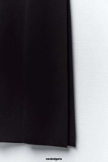 Zara облекло 66FT690 Жени миди пола с ленти черен