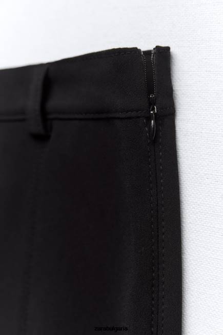 Zara облекло 66FT690 Жени миди пола с ленти черен