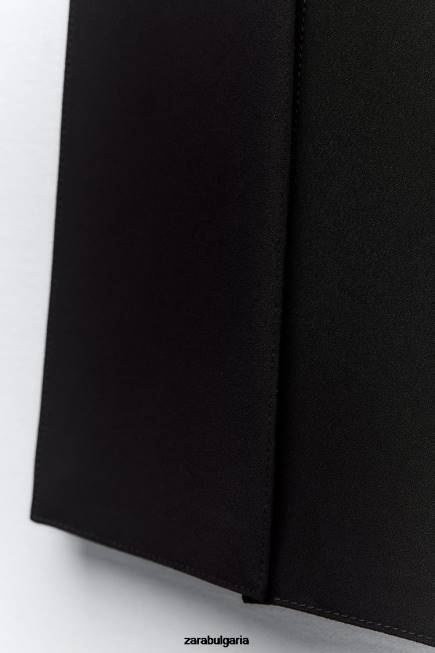 Zara облекло 66FT690 Жени миди пола с ленти черен