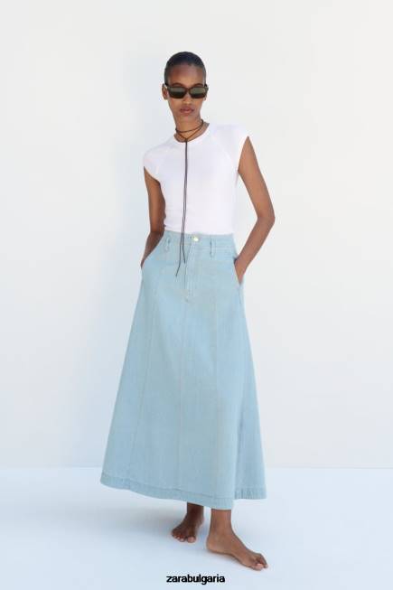 Zara облекло 66FT691 Жени дънкова пола z1975 средно синьо