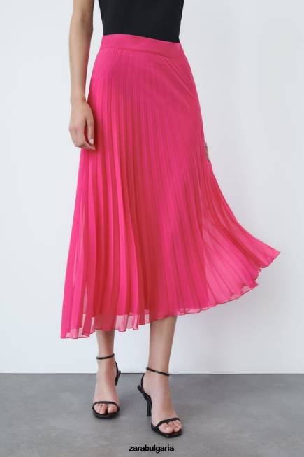 Zara облекло 66FT697 Жени плисирана миди пола фуксия