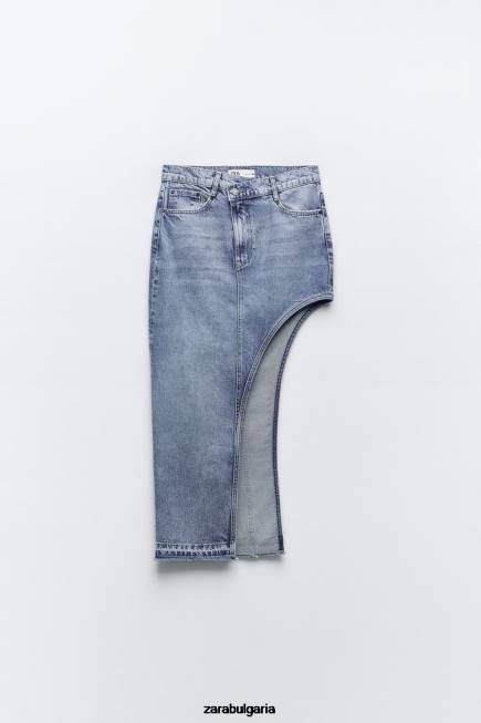 Zara облекло 66FT702 Жени zw разкроена дънкова пола средно синьо