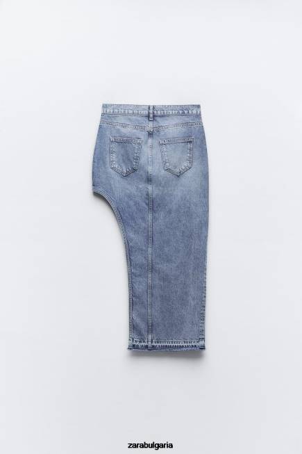 Zara облекло 66FT702 Жени zw разкроена дънкова пола средно синьо