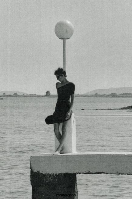 Zara облекло 66FT705 Жени миди пола с къдрици патешко синьо