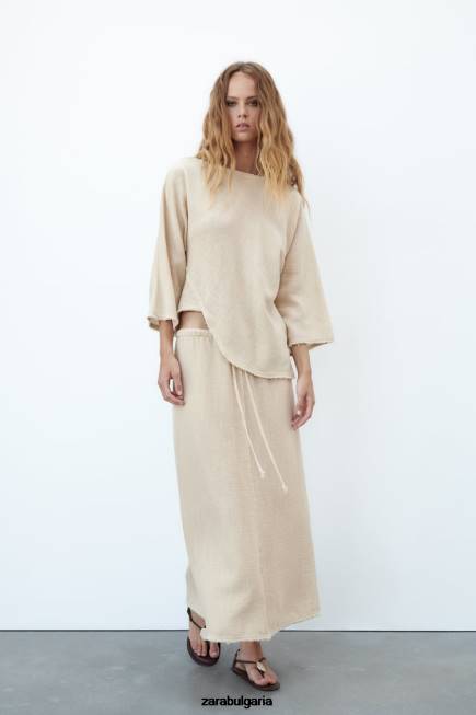 Zara облекло 66FT708 Жени рустик текстурирана пола пясък