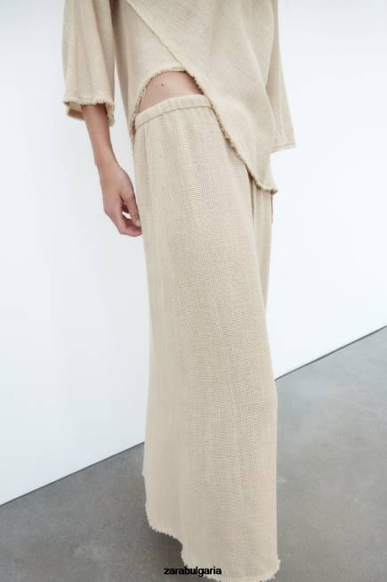 Zara облекло 66FT708 Жени рустик текстурирана пола пясък