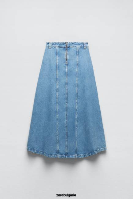 Zara облекло 66FT717 Жени дънкова пола z1975 средно синьо