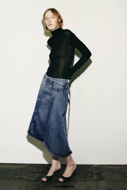 Zara облекло 66FT727 Жени zw асиметрична дънкова пола син