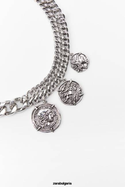 Zara аксесоари 66FT764 Жени огърлица с монети сребро