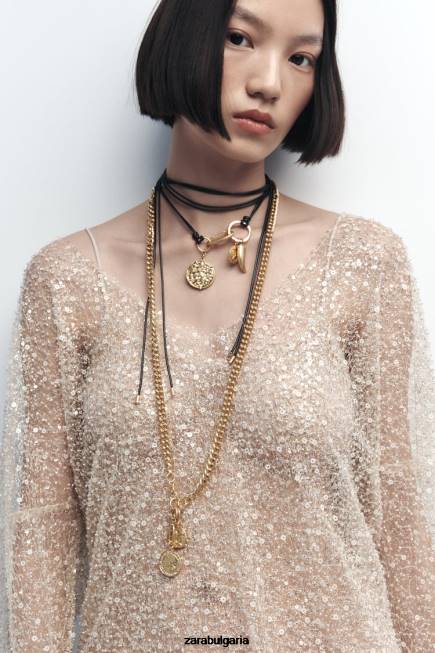 Zara аксесоари 66FT765 Жени пакет огърлици с монети златист