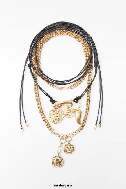 Zara аксесоари 66FT765 Жени пакет огърлици с монети златист