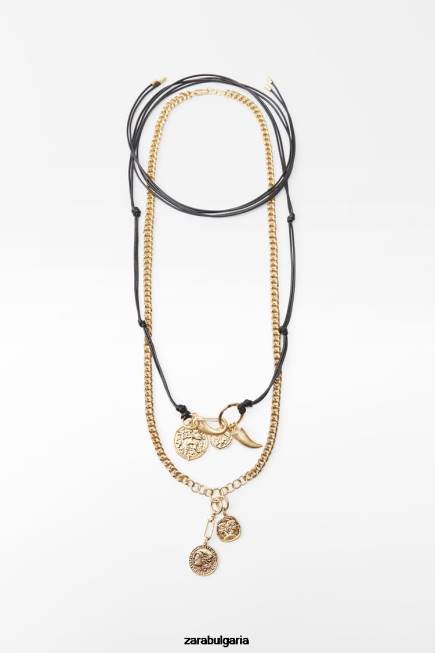 Zara аксесоари 66FT765 Жени пакет огърлици с монети златист