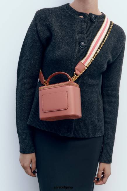 Zara аксесоари 66FT741 Жени структурирана чанта през рамо розово