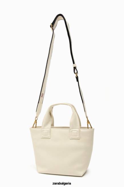 Zara аксесоари 66FT744 Жени мини шопър екрю