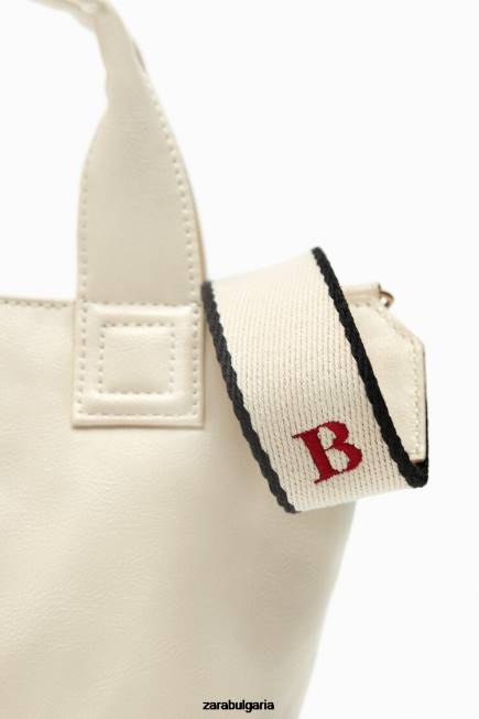 Zara аксесоари 66FT744 Жени мини шопър екрю