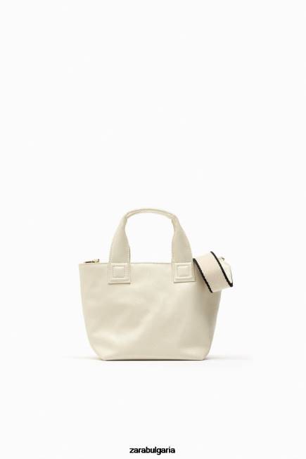 Zara аксесоари 66FT744 Жени мини шопър екрю