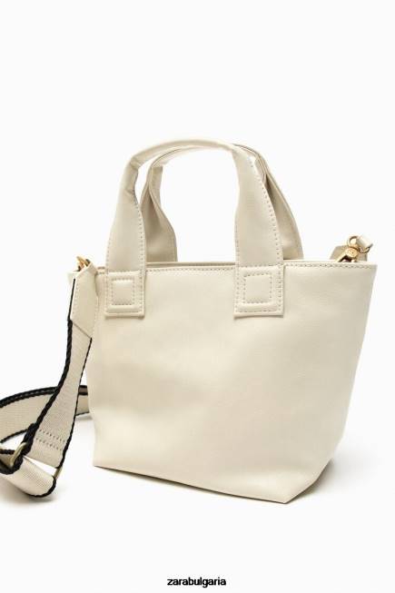 Zara аксесоари 66FT744 Жени мини шопър екрю