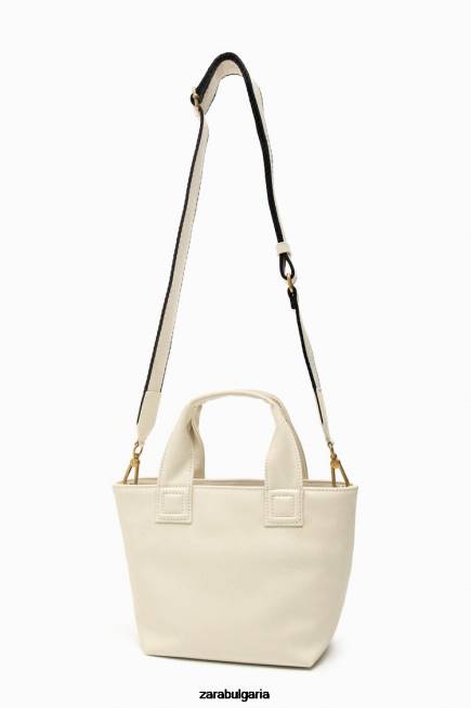 Zara аксесоари 66FT744 Жени мини шопър екрю