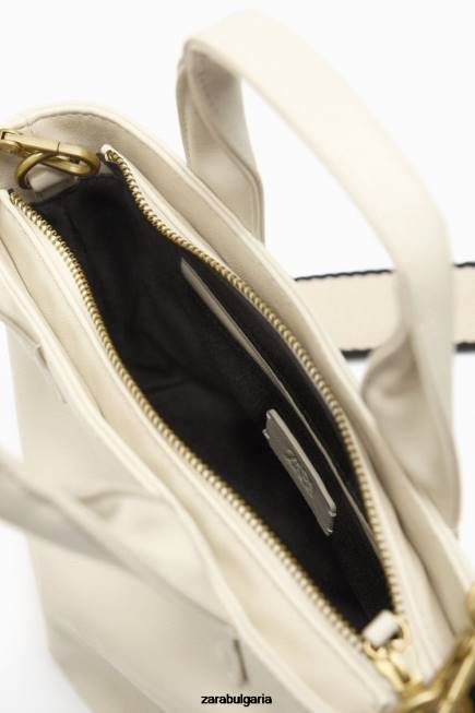 Zara аксесоари 66FT744 Жени мини шопър екрю