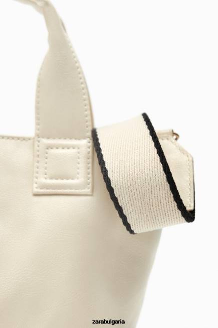 Zara аксесоари 66FT744 Жени мини шопър екрю