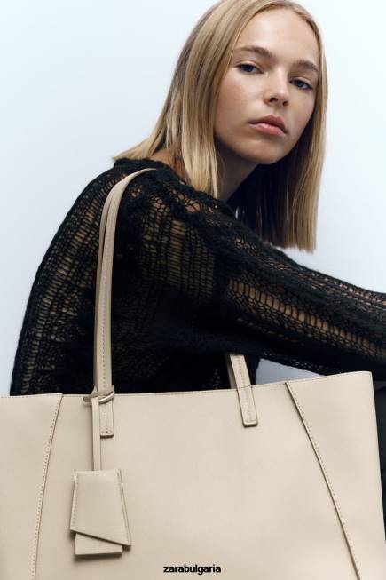 Zara аксесоари 66FT746 Жени голяма чанта с отделения екрю