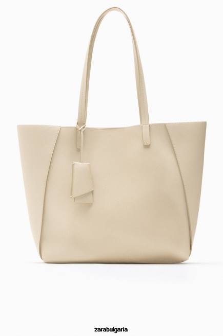 Zara аксесоари 66FT746 Жени голяма чанта с отделения екрю
