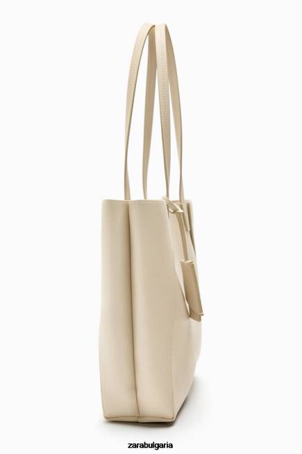 Zara аксесоари 66FT746 Жени голяма чанта с отделения екрю