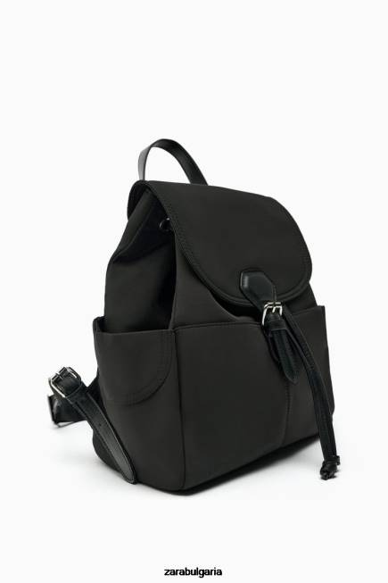 Zara аксесоари 66FT747 Жени раница от плат черен