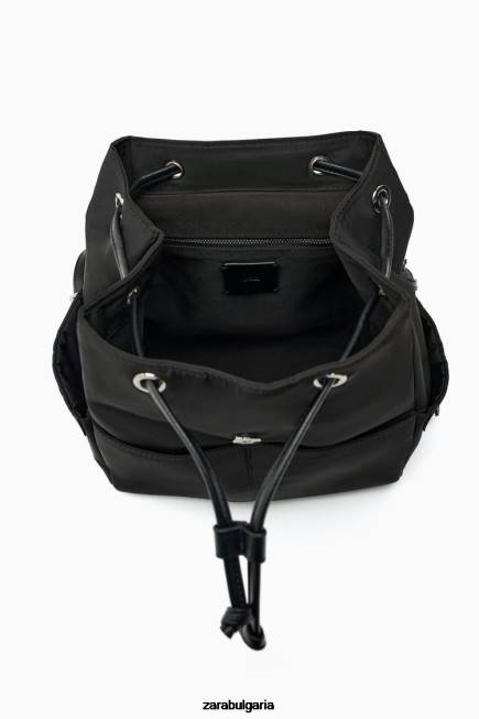 Zara аксесоари 66FT747 Жени раница от плат черен