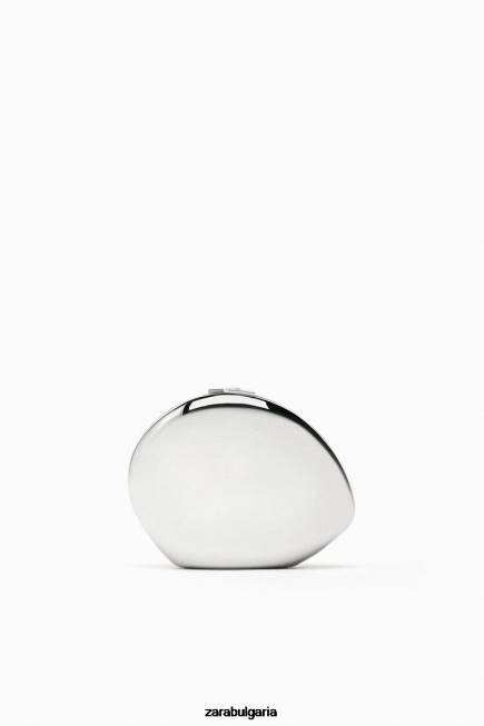 Zara аксесоари 66FT748 Жени чанта метална кутия сребро