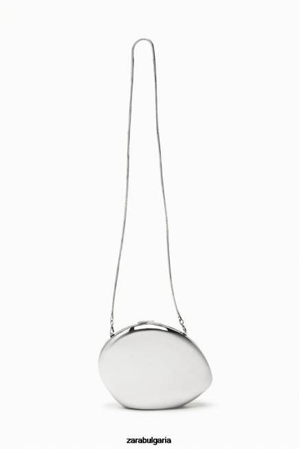Zara аксесоари 66FT748 Жени чанта метална кутия сребро