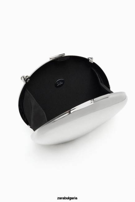 Zara аксесоари 66FT748 Жени чанта метална кутия сребро